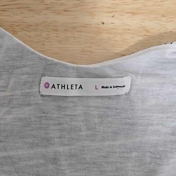 Athleta Comeback Striped Body Con Midi Dress Womens Size Large Ruched Side White - Picture 3 of 9